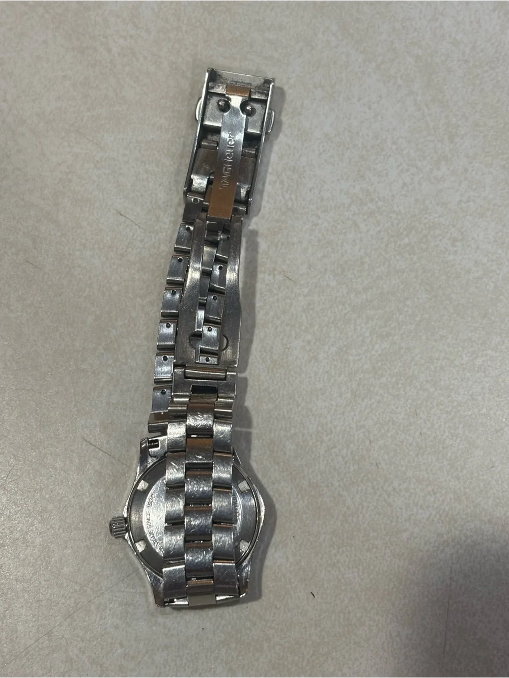 Tag Heuer Silver Dial Aquaracer Watch with Red Logo